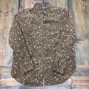 Lauren Ralph Lauren Women's brown Paisley Print Button Down Shirt Size S Cotton